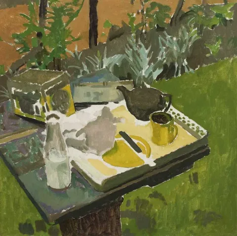 THE TEA TRAY by William John Leech, exhibition label on reverse, offered Mar 2010