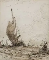 Edwin Hayes, FISHING VESSELS IN A HARBOUR