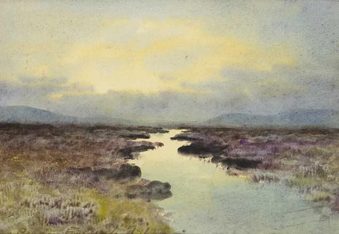 BOG LAKE by William Percy French, 1912, watercolour, sold Mar 2010
