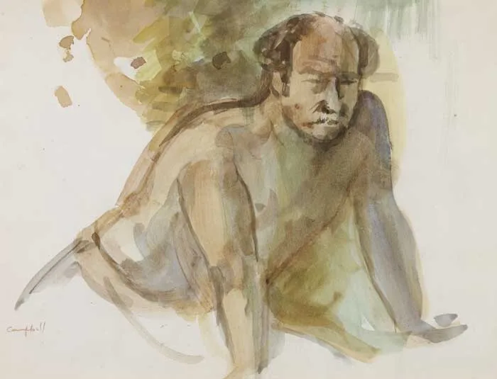 GERARD DILLON by George Campbell, watercolour, offered Mar 2010