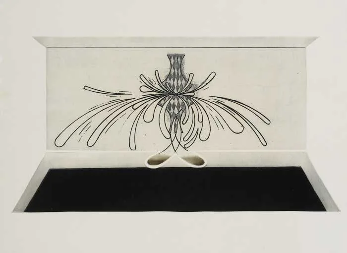 PRESSE PRINT by Micheal Farrell, 1973, etching with aquatint (no. 3 from an edition of 5), offered Mar 2010