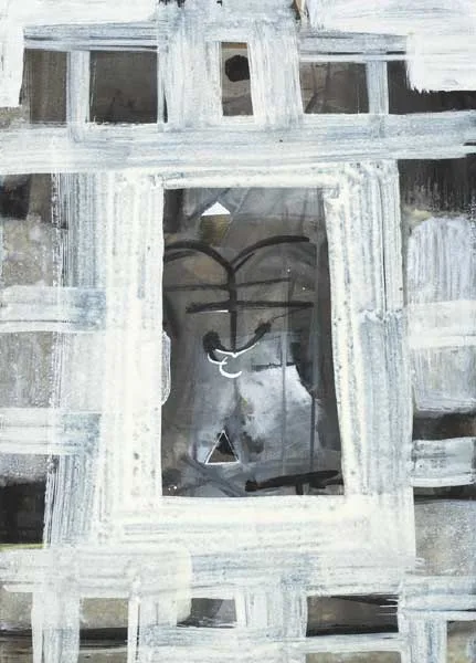 John Kingerlee, ANCHOR, gouache and oil with collage on paper