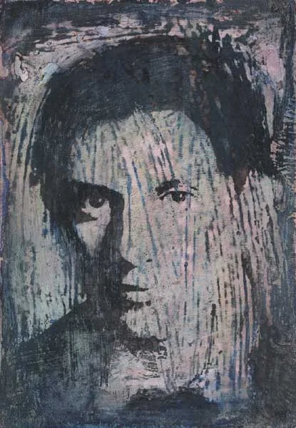 SMALL TOWN POET II by Ross Wilson, mixed media on board, sold Mar 2010