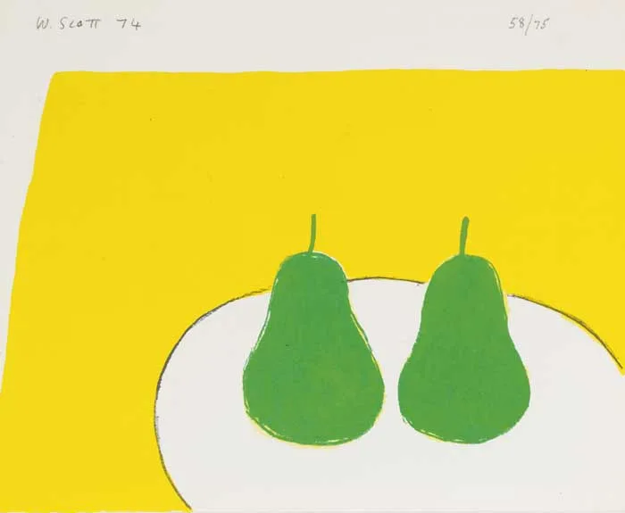 GREEN PEARS by William Scott, 1974, lithograph (no. 58 from an edition of 75), sold Mar 2010