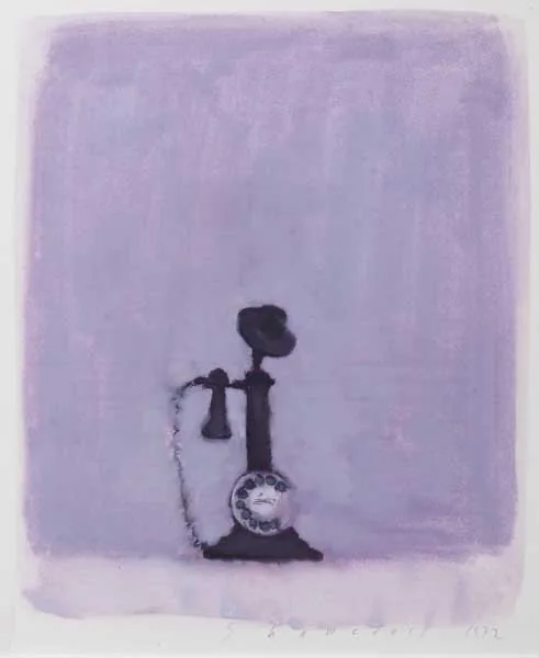 CANDLESTICK TELEPHONE by Neil Shawcross, 1972, watercolour, sold Mar 2010