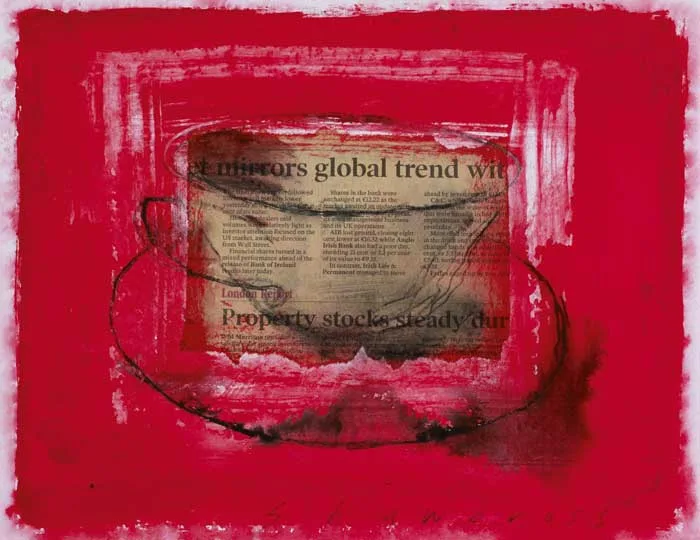 Neil Shawcross, STILL LIFE, gouache, watercolour and charcoal over newsprint on paper