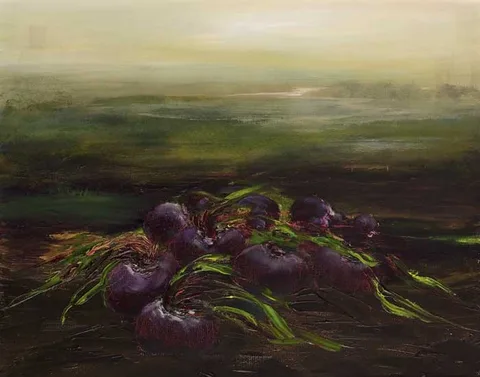 BEETROOT FIELD by Jennifer Kingston, 2009, oil on canvas, sold Mar 2010