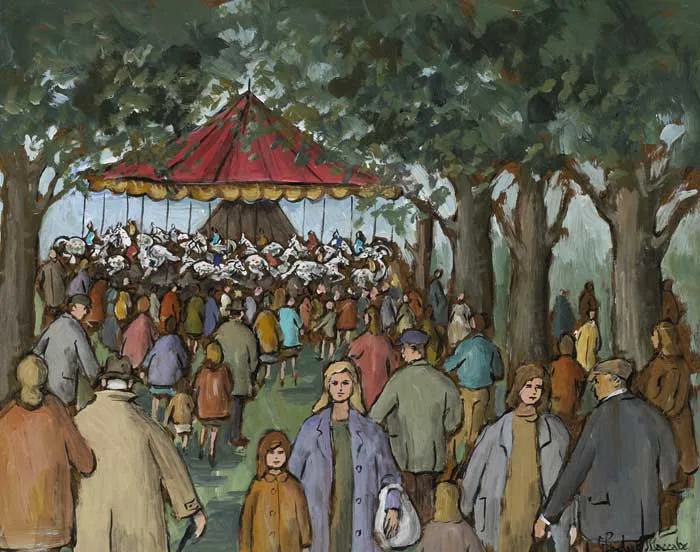 FAIRGROUND by Gladys Maccabe, oil on board, sold Mar 2010