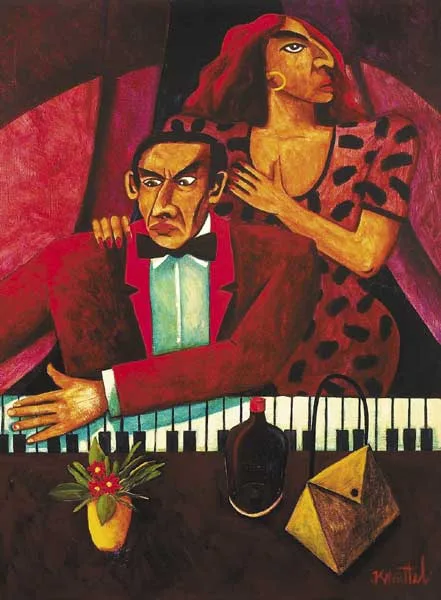 PIANO PLAYER by Graham Knuttel, oil on canvas, sold Mar 2010