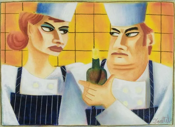 CHEFS by Graham Knuttel, pastel on paper, sold Mar 2010