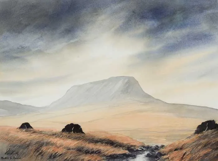 MUCKISH, COUNTY DONEGAL by Peter Knuttel, watercolour with ink over pencil, sold Mar 2010