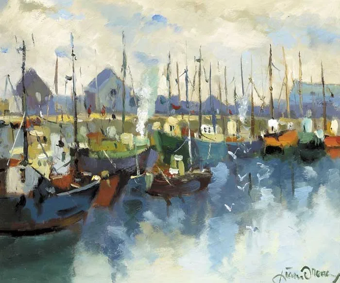 ARKLOW HARBOUR by Liam Treacy, oil on board, sold Nov 2009