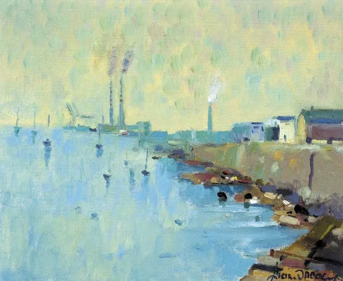 TOWARDS POOLBEG by Liam Treacy, 1982, oil on board, sold Nov 2009