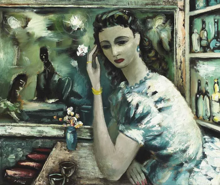 BARMAID by Daniel O'Neill, oil on canvas, sold Nov 2009