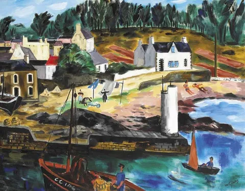 Norah McGuinness, BRETON PORT, 1949, oil on canvas