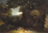 James Arthur O'Connor, FIGURE FISHING BY A WOODED STREAM
