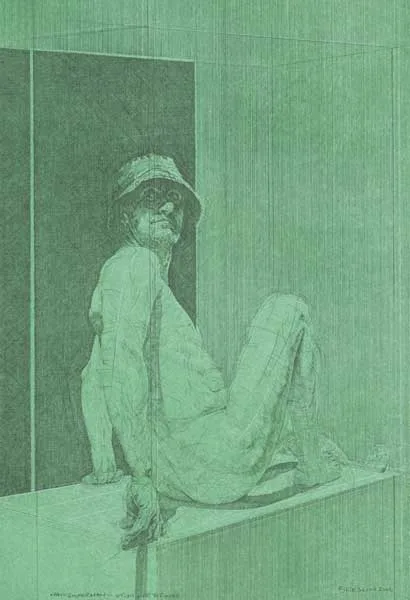 MAYO FISHERMAN, STUDY FOR BRONZE by Rory Breslin, 2006, pencil on oil wash paper, offered Nov 2009