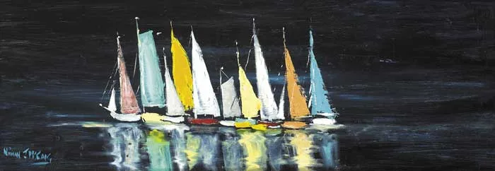 YACHTS by Norman J. McCaig, oil on board, sold Nov 2009