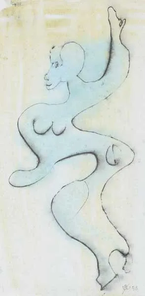 BLUE ONLY by John Kingerlee, 1984, watercolour with ink and pencil on card, offered Nov 2009