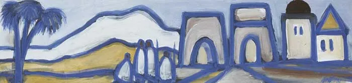 MOROCCO by Markey Robinson, gouache on board heightened with bronze paint, sold Nov 2009