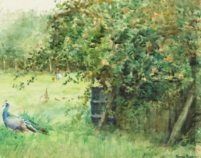 AT HOME by Thomas Ryan, 1982, watercolour over pencil heightened with white, sold Nov 2009