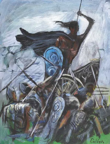 CELTIC WARRIOR by Charles Cullen, acrylic on textured paper, sold Nov 2009