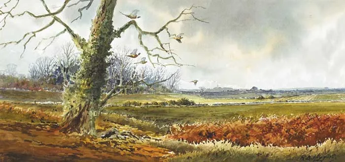 Robert Bertie Higgins, LANDSCAPE WITH PHEASANTS, watercolour