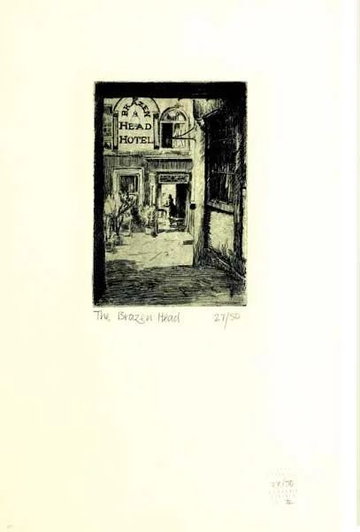 THE BRAZEN HEAD, DUBLIN by Estella Solomons, etching (no. 27 from an edition of 50), sold Nov 2009