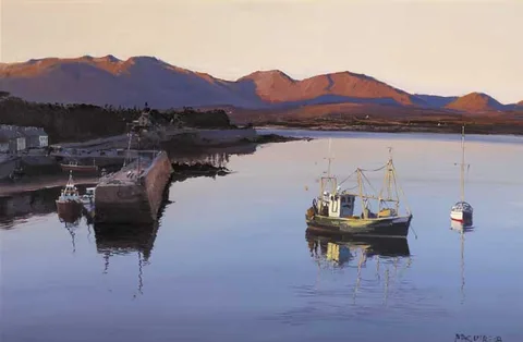 Cecil Maguire, LATE LIGHT OVER ROUNDSTONE, CONNEMARA, 1993, oil on board