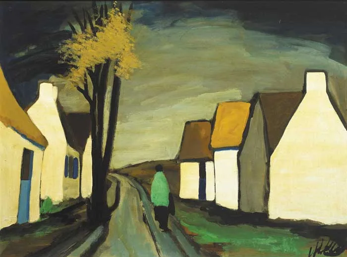 THE VILLAGE by Markey Robinson, oil on board, offered Sep 2009