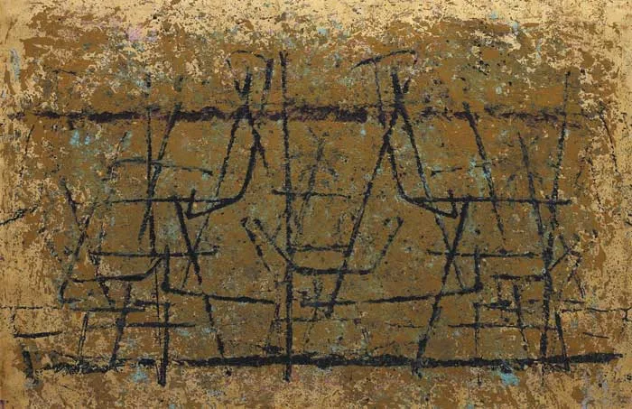 UNTITLED by Camille Souter, 1958, oil on brown kraft paper, offered Sep 2009
