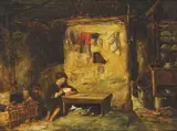 Erskine Nicol, COTTAGE INTERIOR WITH CHILD EATING