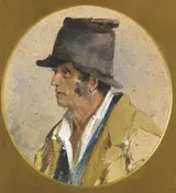 Erskine Nicol, MAN IN A STOVE PIPE HAT (OVAL)