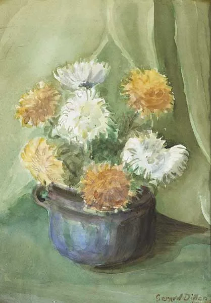 MARIGOLDS by Gerard Dillon, watercolour, offered Sep 2009