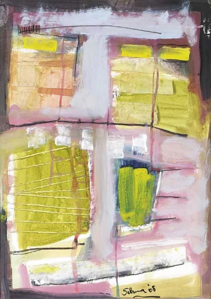 LETTERS HOME by Selma McCormack, 2008, acrylic on card, offered Sep 2009