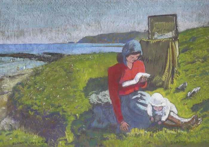 THE AFTERNOON READ, RUSH, COUNTY DUBLIN by Patrick Leonard, 1948, pastel on tinted paper, offered Sep 2009
