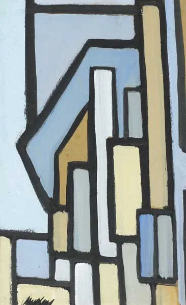 ABSTRACT CITYSCAPE by Markey Robinson, gouache on board, sold Sep 2009