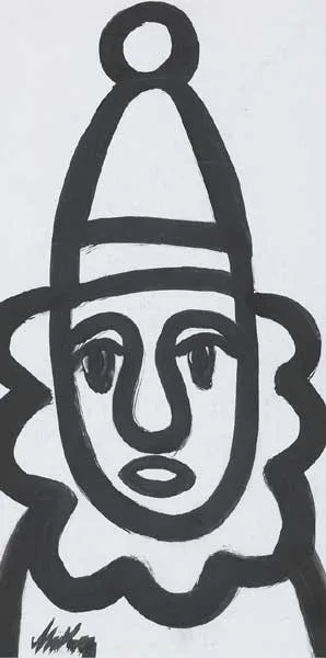 CLOWN by Markey Robinson, gouache, sold Sep 2009