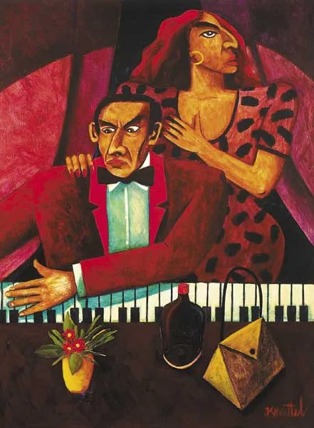 PIANO PLAYER by Graham Knuttel, oil on canvas, offered Sep 2009
