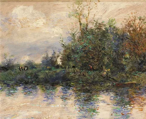 Jack Cudworth, CANAL AT PROSPEROUS, COUNTY KILDARE, oil on board