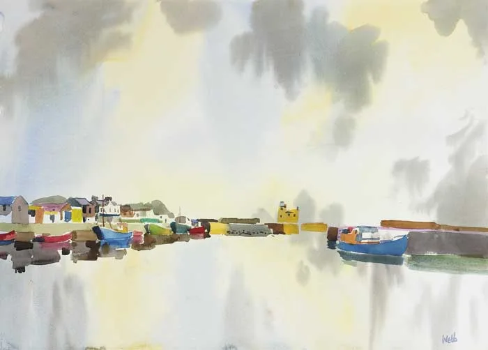 FISH QUAY, HOWTH by Kenneth Webb, circa 1960-70, watercolour, sold May 2009