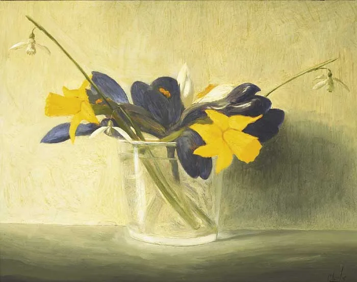 SPRING FLOWERS by Stuart Morle, oil on copper, sold May 2009