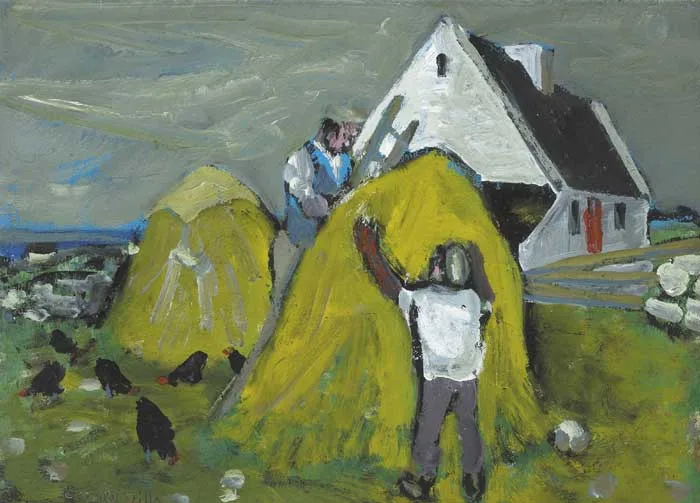 MAKING HAY STACKS by Gerard Dillon, oil on board, offered May 2009