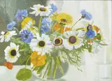 Moyra Barry, MIXED FLOWERS IN A GLASS BOWL
