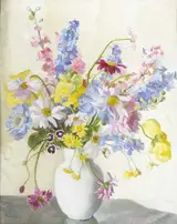 Moyra Barry, SUMMER FLOWERS IN A WHITE VASE