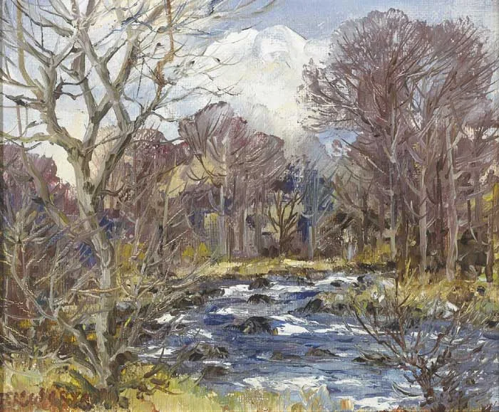 ANNAMOE RIVER, COUNTY WICKLOW by Fergus O'Ryan, c.1969, oil on board, sold May 2009
