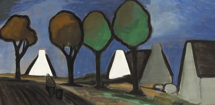 BLUE SKY by Markey Robinson, oil on board, sold May 2009