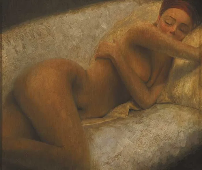 NUDE by Stuart Morle, oil on copper, sold May 2009