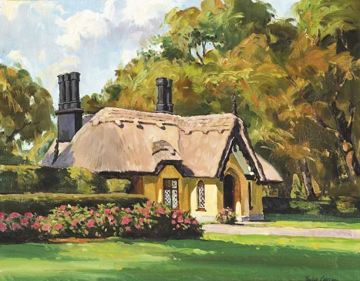 ESTATE COTTAGE, KILLARNEY by Robert Taylor Carson, oil on canvas, sold May 2009