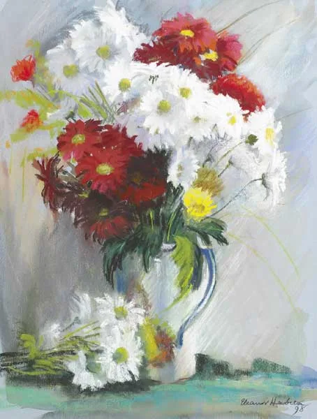 SUMMER BLOOMS by Eleanor Harbison, pastel over acrylic base on paper laid on baord, offered May 2009